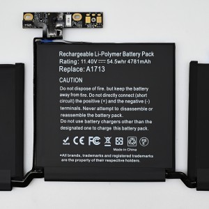 Batterie d'ordinateur portable A1713 pour batterie Macbook Pro Retina A1708