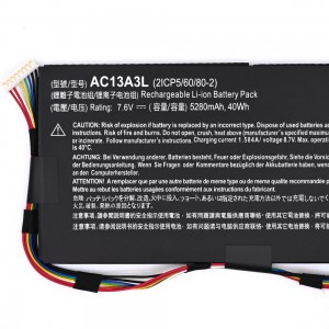 Baterai Laptop 40wh 5280mAh AC13A3L untuk Acer Aspire P3-131 P3-171 TravelMate X313 X313-E X313-M baterai
