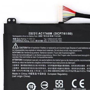 Bateria portátil AC17A8M para Acer Spin 3 SP314 SF314 TMX3410 TMX40 TravelMate X3 bateria