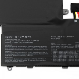 Baterai Laptop C41N1619 C41PKCH untuk Asus B9440 B9440UA7200 B9440UA7500 PRO B9440 B9440UA B9440UA-XS51 B9440UA-XS74 Seri baterai